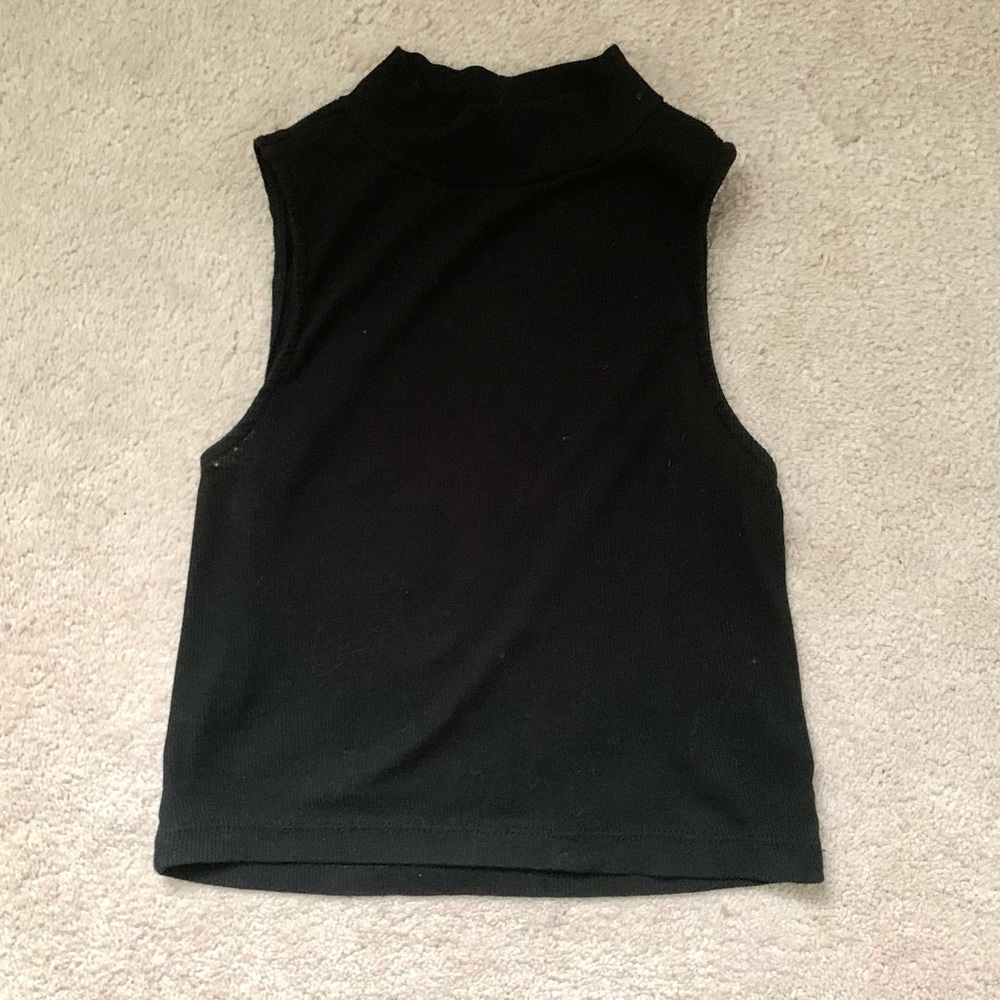 High Neck Black Tank Top